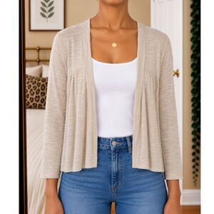 Charter Club Women Size M Beige Knit Open Front Cardigan Clean Girl Minimalist